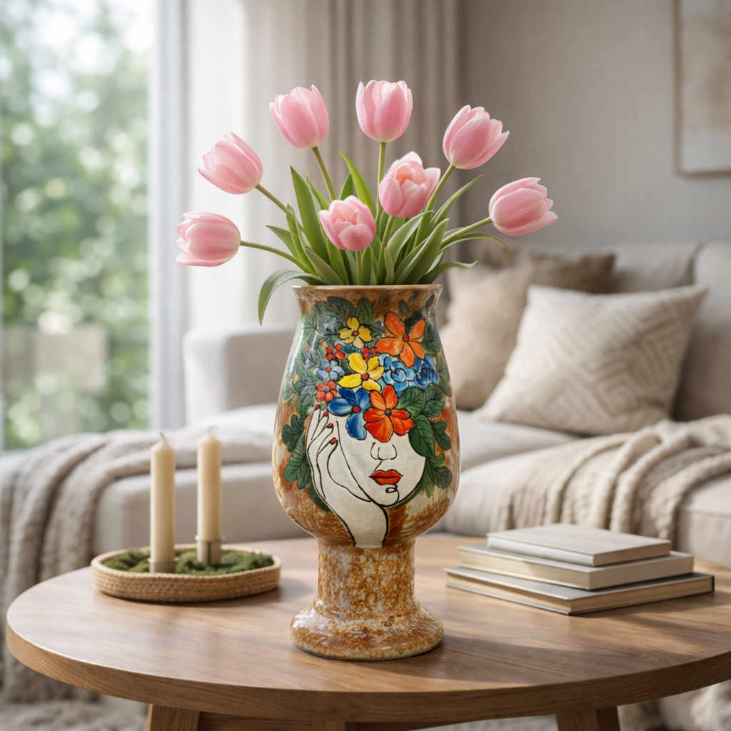 Handmade Mosaic Ceramic Vase – Artisan Design  – 28 cm (11 in) – Home Décor – Heritage T&T 3D Collection – Bat Trang Vietnam