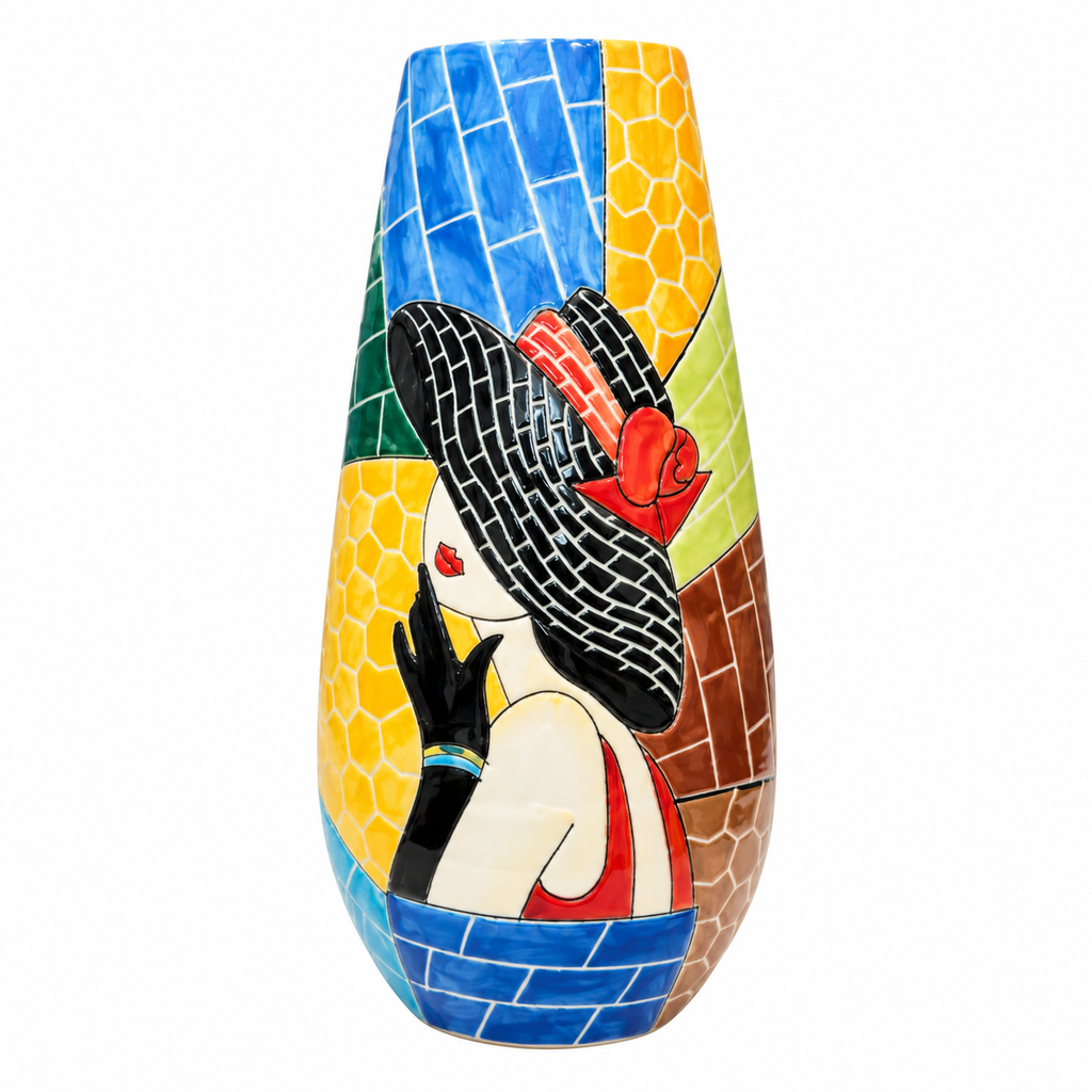Handmade Mosaic Ceramic Vase – Lady Design  – 36.5 cm (14.4 in) – Home Décor – Heritage T&T Mosaic Collection – Bat Trang Vietnam