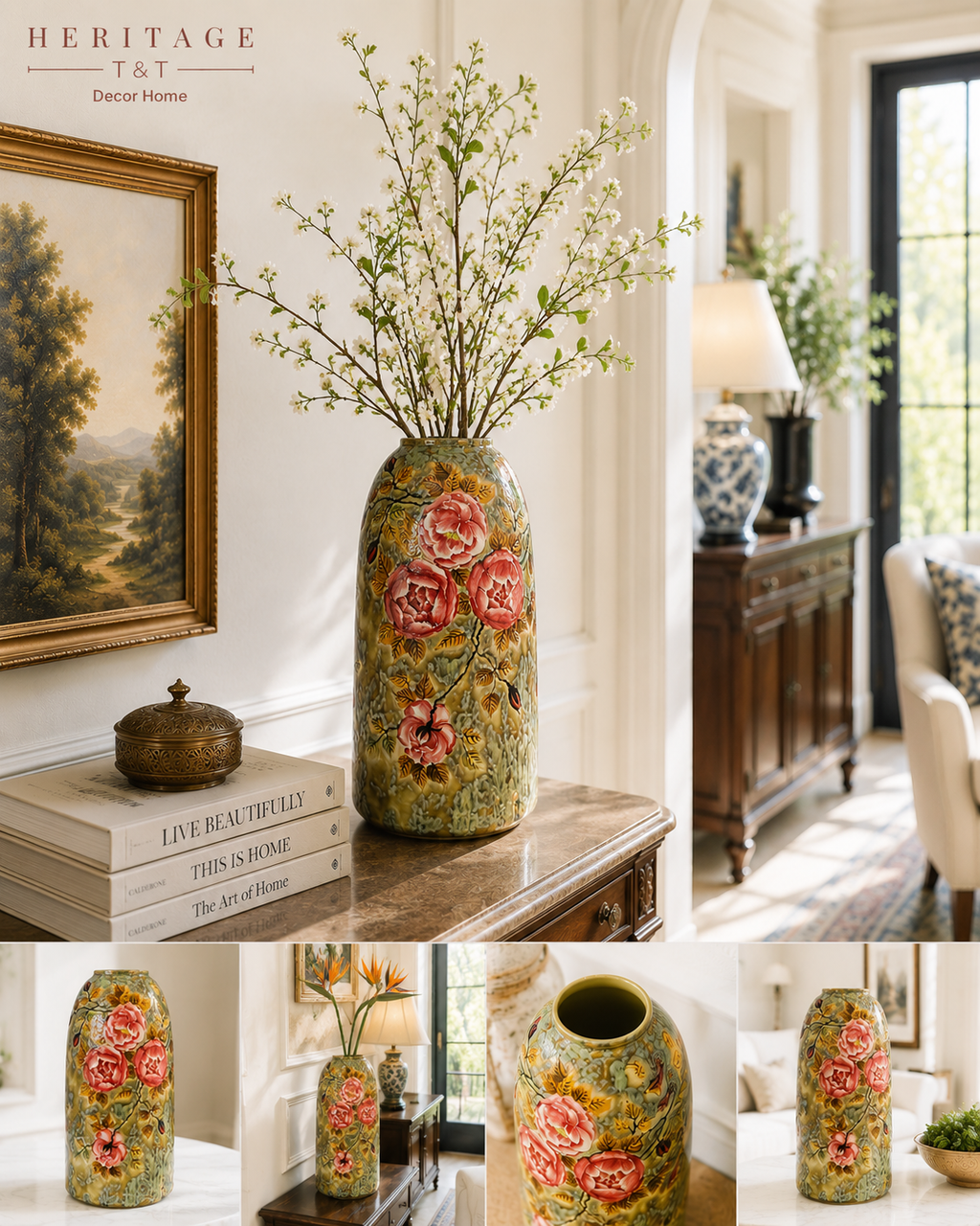 Handmade Mosaic Ceramic Vase – Artisan Design  – 40 cm (15.7 in) – Home Décor – Heritage T&T 3D Collection – Bat Trang Vietnam