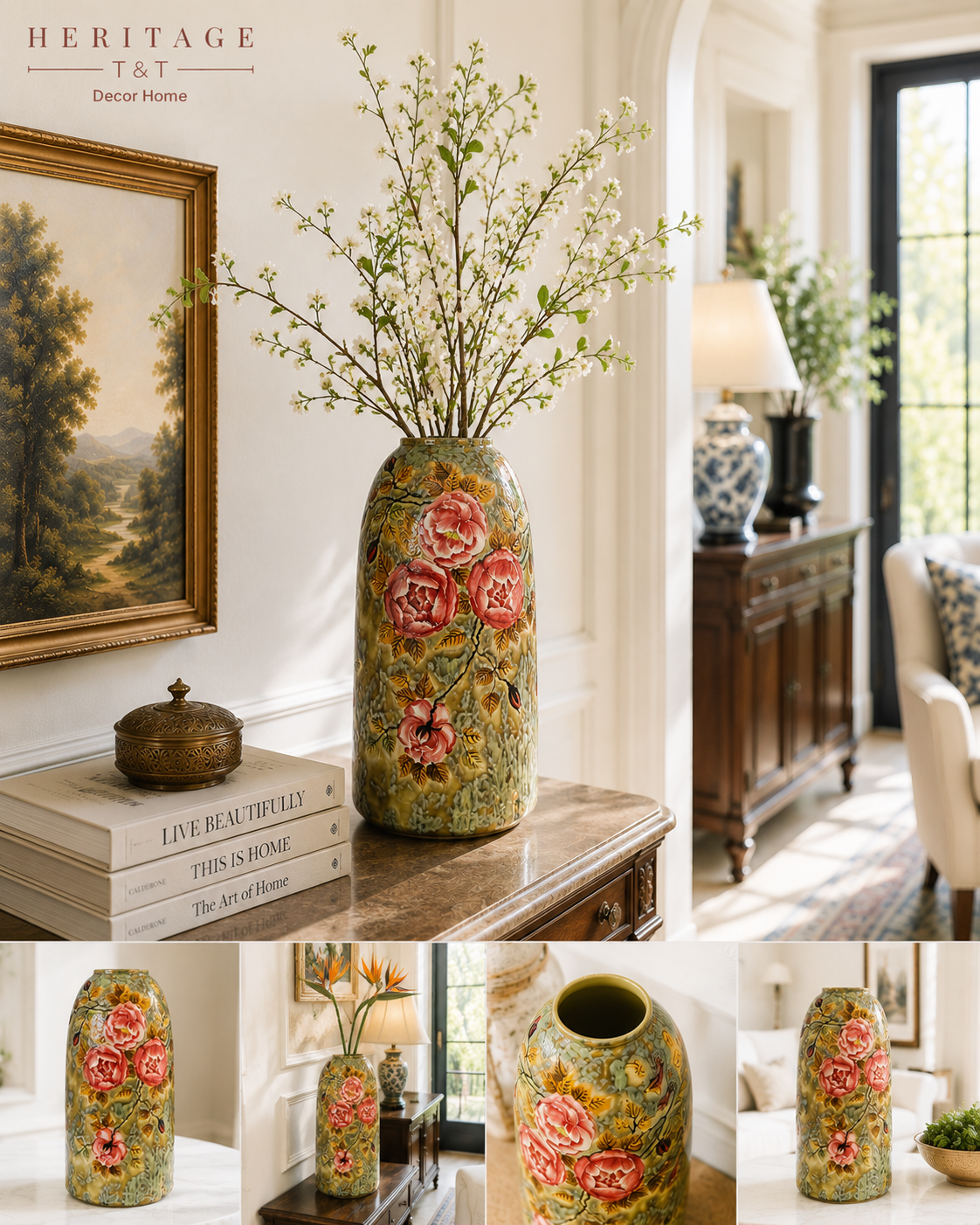 Handmade Mosaic Ceramic Vase – Artisan Design  – 40 cm (15.7 in) – Home Décor – Heritage T&T 3D Collection – Bat Trang Vietnam