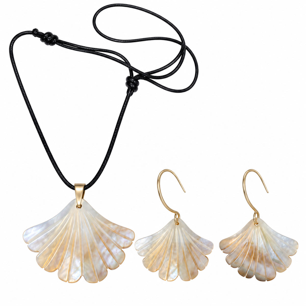 Organic Leaf Abalone - Mother of Pearl Necklace - Earrings Set – Heritage TT