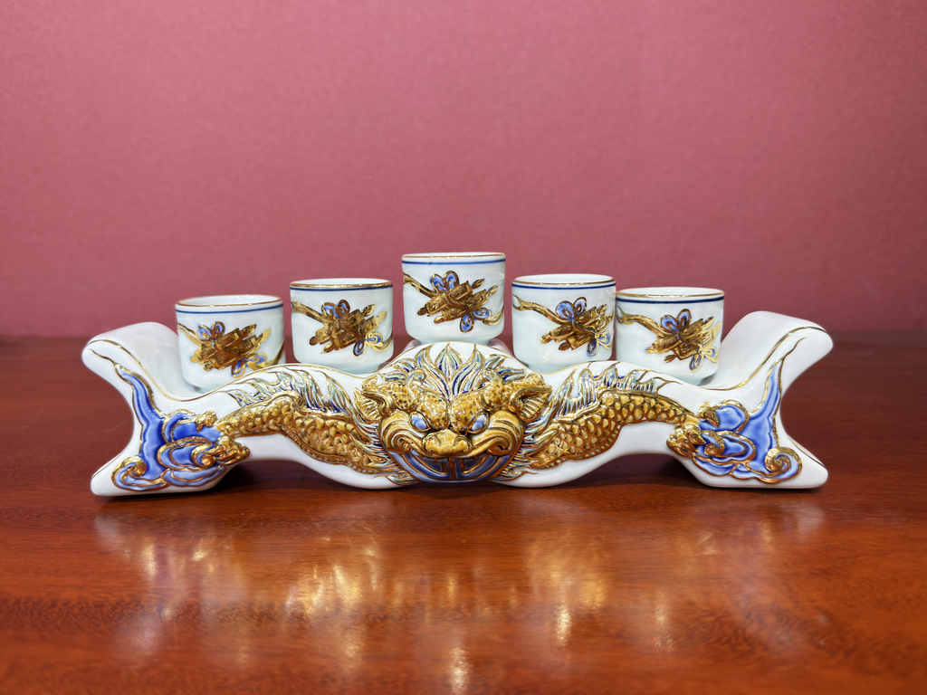 Heritage T&T Ritual Water Tray Set Altar Tâm An – 1 Set – Bat Trang Handmade Vietnam