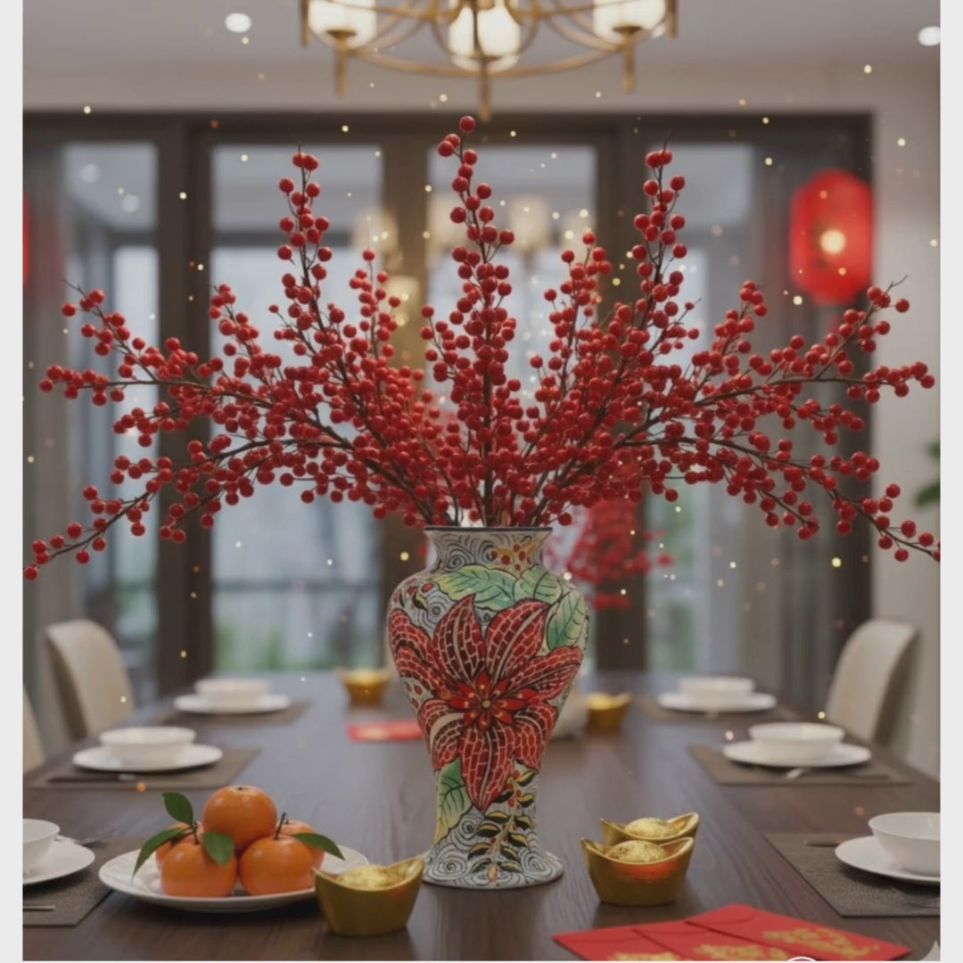 Handmade Mosaic Ceramic Vase – Flower Design  – 35 cm (13.8 in) – Home Décor – Heritage T&T Mosaic Collection – Bat Trang Vietnam