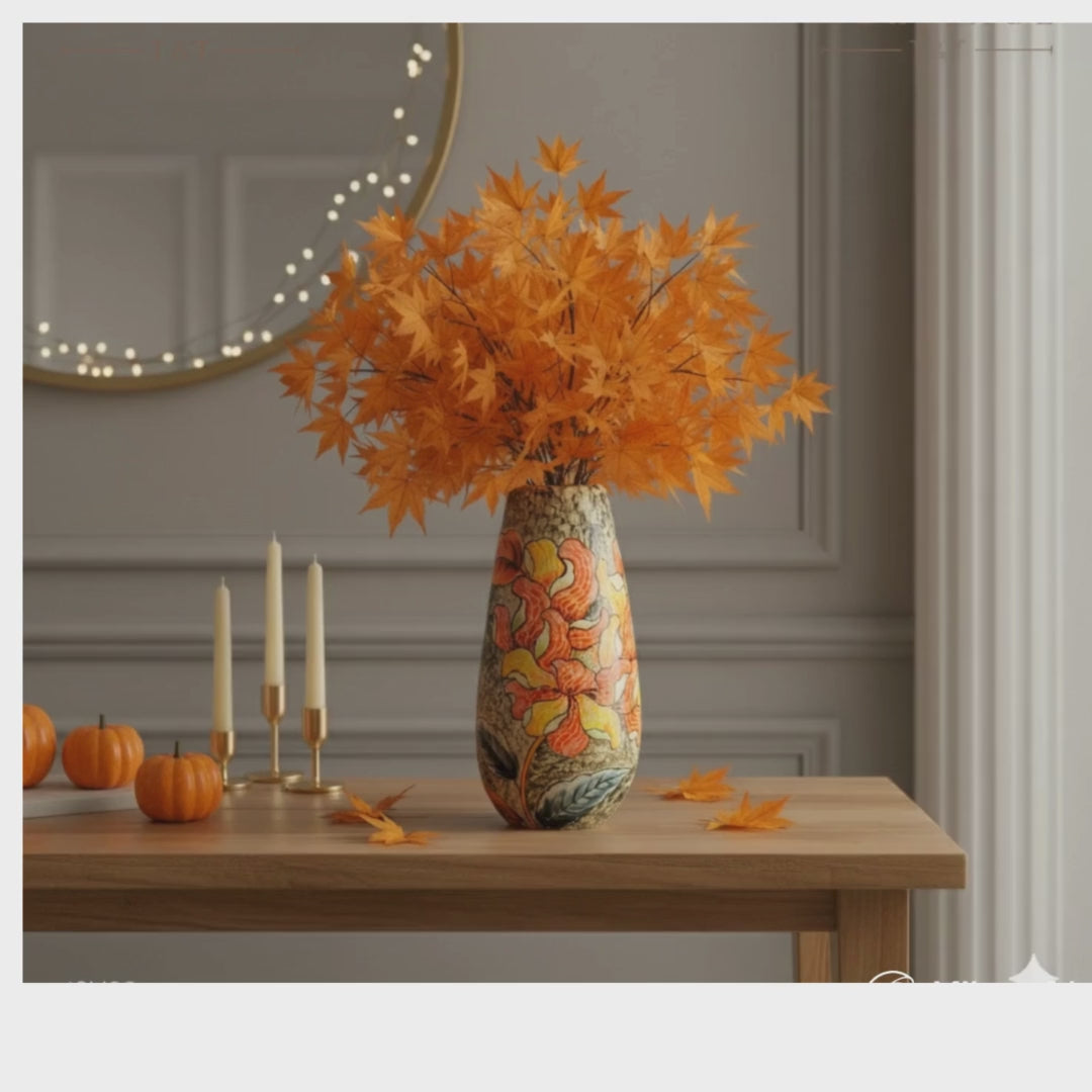 Handmade Mosaic Ceramic Vase – Flower Design  – 36.5 cm (14.4 in) – Home Décor – Heritage T&T Mosaic Collection – Bat Trang Vietnam