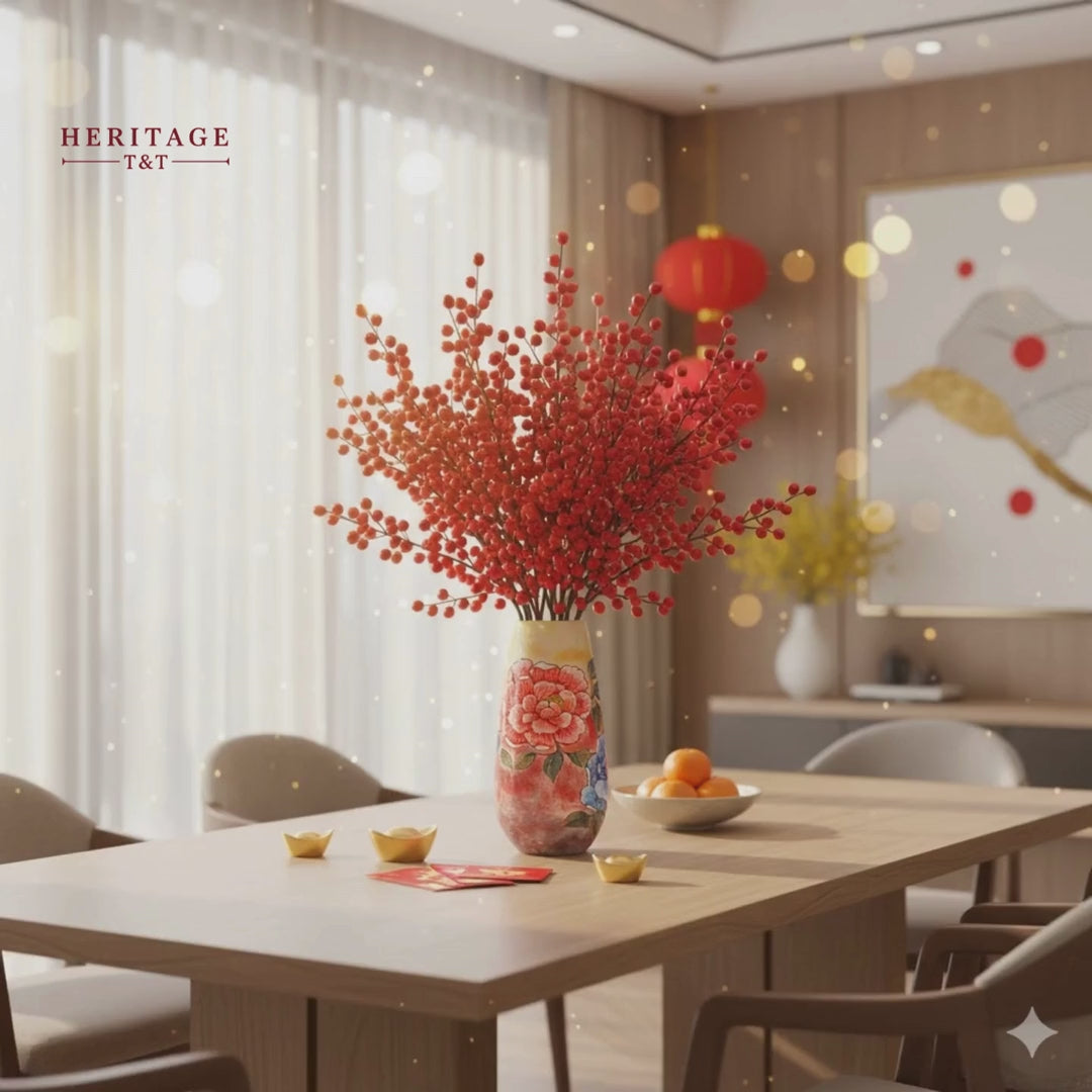 Handmade Mosaic Ceramic Vase – Flower Design  – 36.5 cm (14.4 in) – Home Décor – Heritage T&T Mosaic Collection – Bat Trang Vietnam