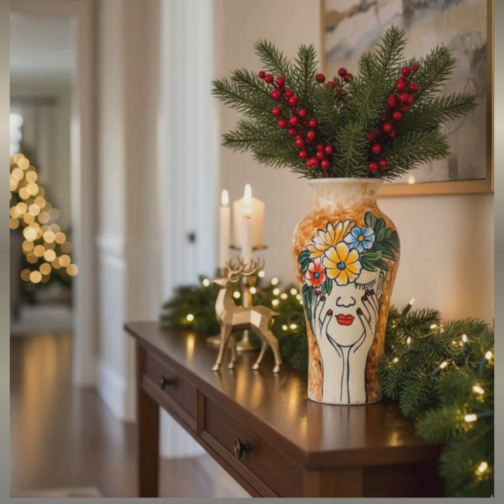 Handmade Mosaic Ceramic Vase – Lady Design  – 26 cm (10.2 in) – Home Décor – Heritage T&T Mosaic Collection – Bat Trang Vietnam