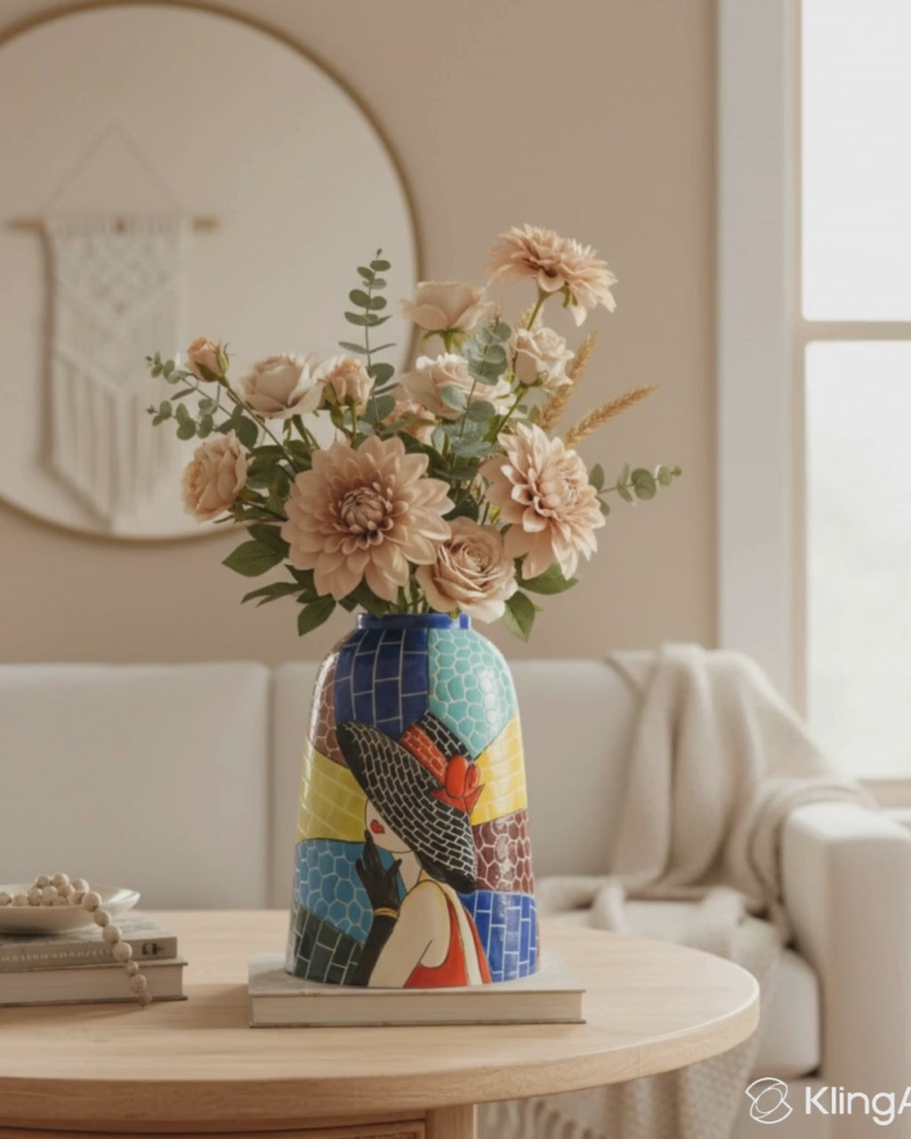 Handmade Mosaic Ceramic Vase – Lady Design  – 31.5 cm (12.4 in) – Home Décor – Heritage T&T Mosaic Collection – Bat Trang Vietnam