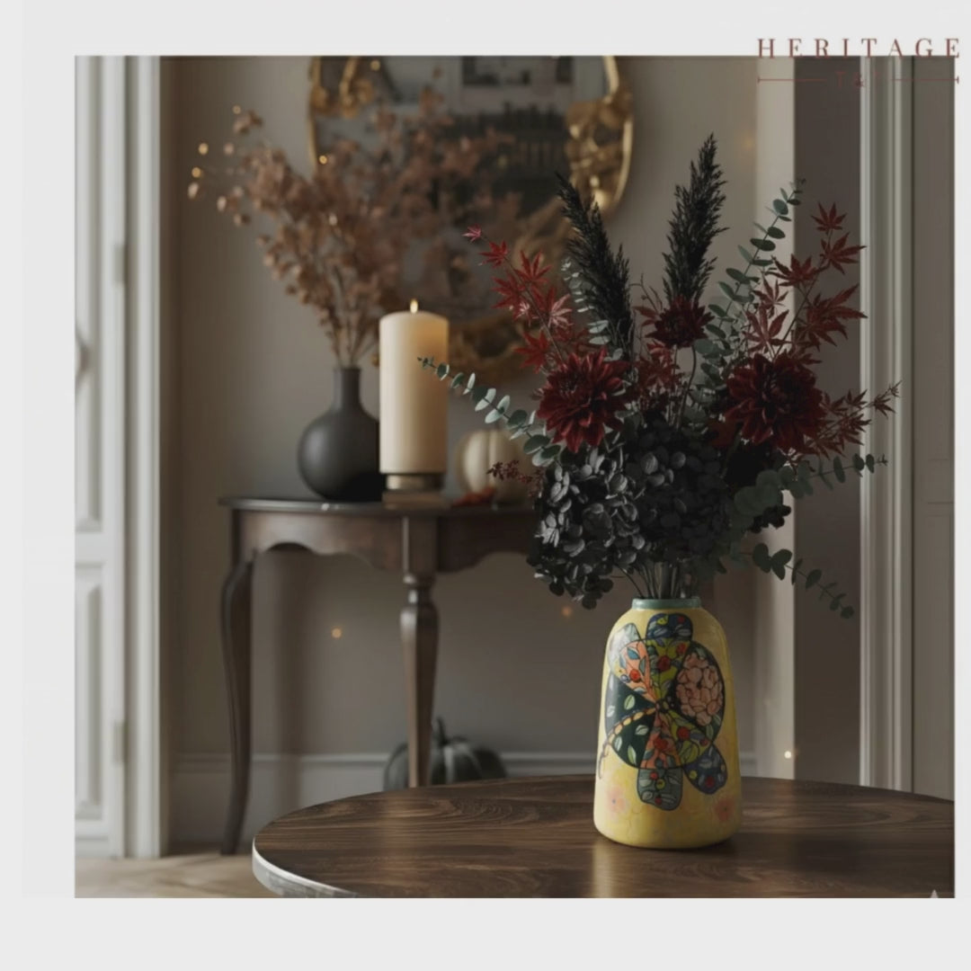 Handmade Mosaic Ceramic Vase – Dragonfly Design  – 31.5 cm (12.4 in) – Home Décor – Heritage T&T Mosaic Collection – Bat Trang Vietnam