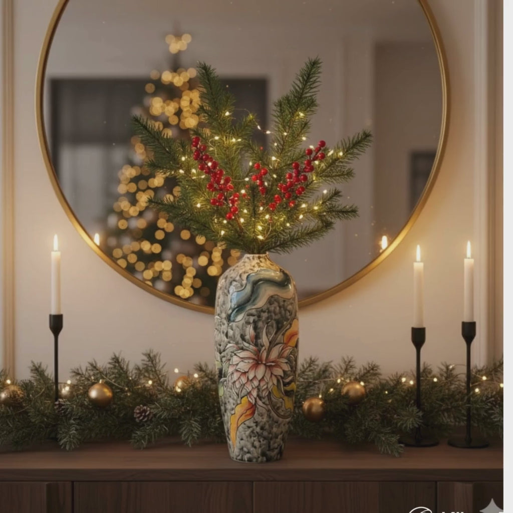 Handmade Mosaic Ceramic Vase – Artisan Design  – 40 cm (15.7 in) – Home Décor – Heritage T&T 3D Collection – Bat Trang Vietnam