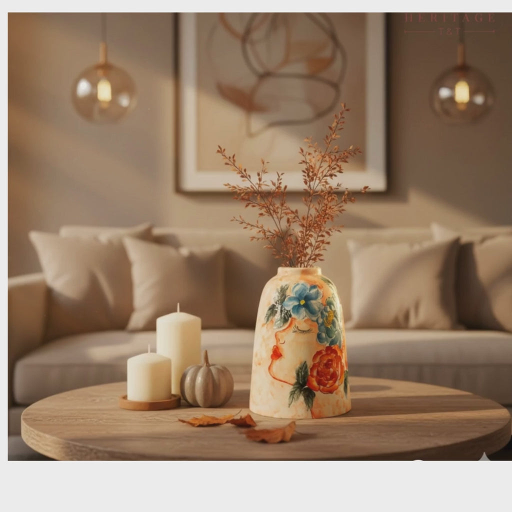 Handmade Mosaic Ceramic Vase – Artisan Design  – 26 cm (10.2 in) – Home Décor – Heritage T&T 3D Collection – Bat Trang Vietnam