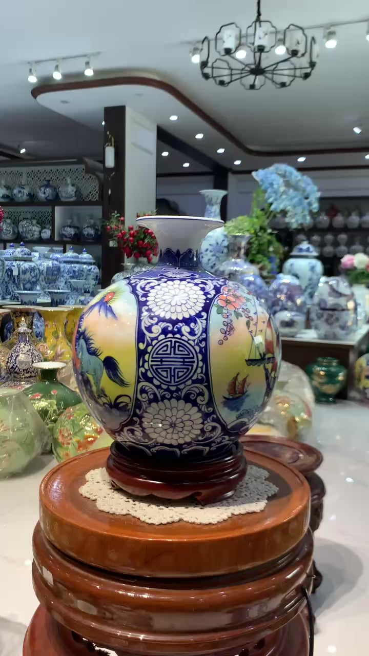 Handmade Ceramic Vase – Tai Loc Design  – 25 cm (9.8 in) – Home Décor – Heritage T&T – Bat Trang Vietnam