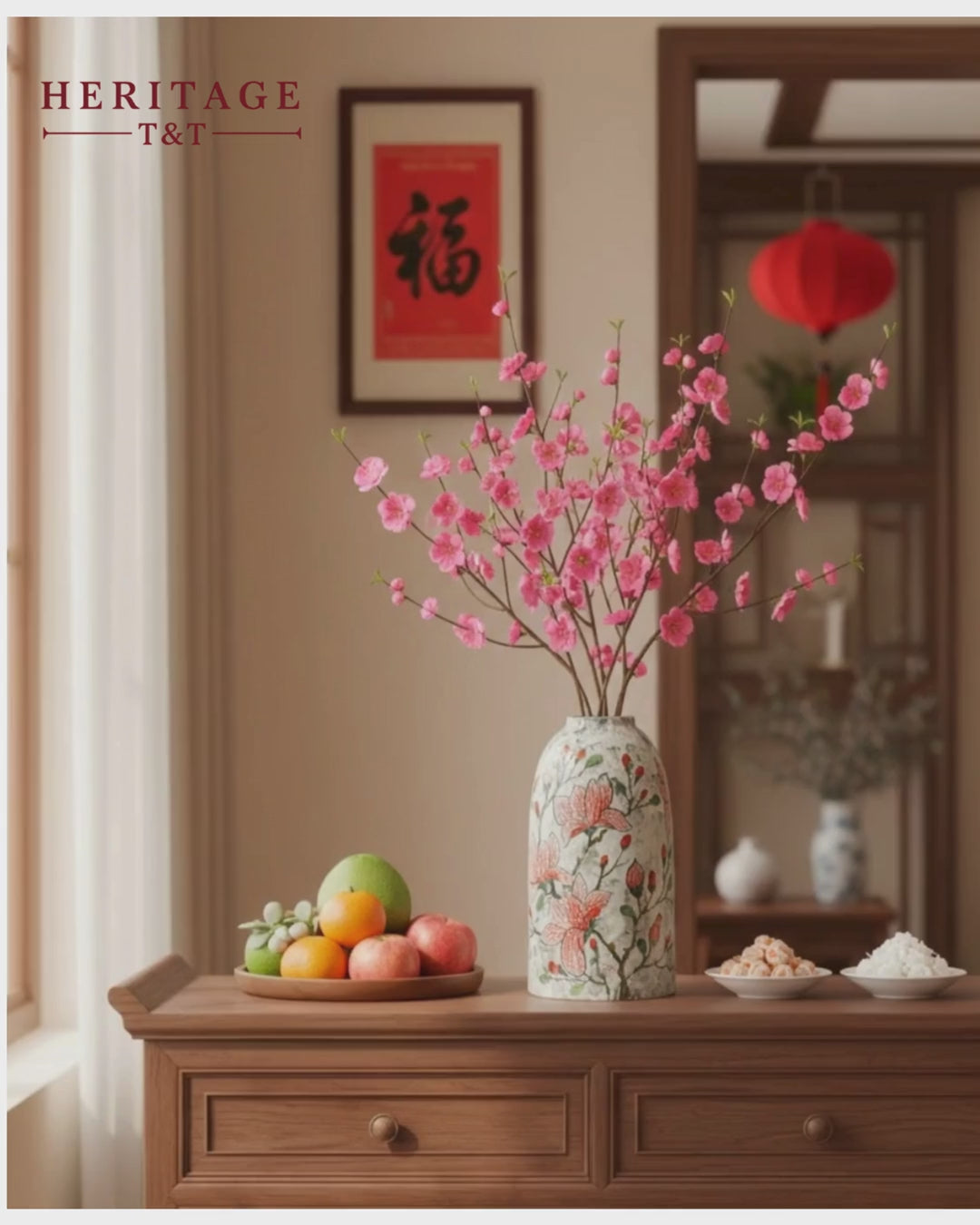 Handmade Mosaic Ceramic Vase – Flower Design  – 40 cm (15.7 in) – Home Décor – Heritage T&T Mosaic Collection – Bat Trang Vietnam