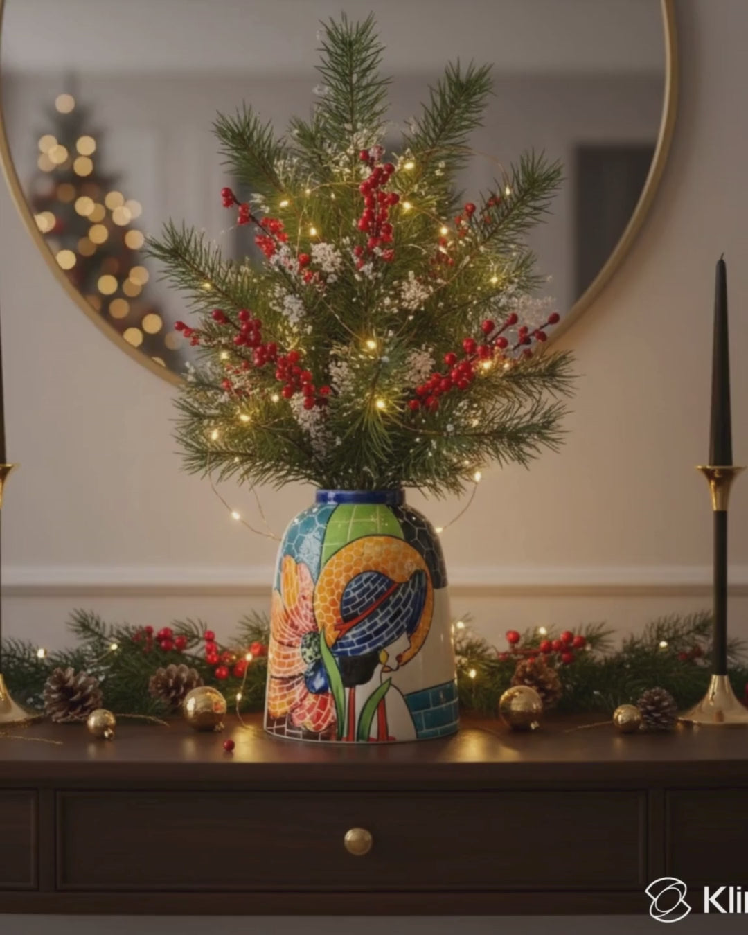 Handmade Mosaic Ceramic Vase – Lady Design  – 20 cm (7.9 in) – Home Décor – Heritage T&T Mosaic Collection – Bat Trang Vietnam