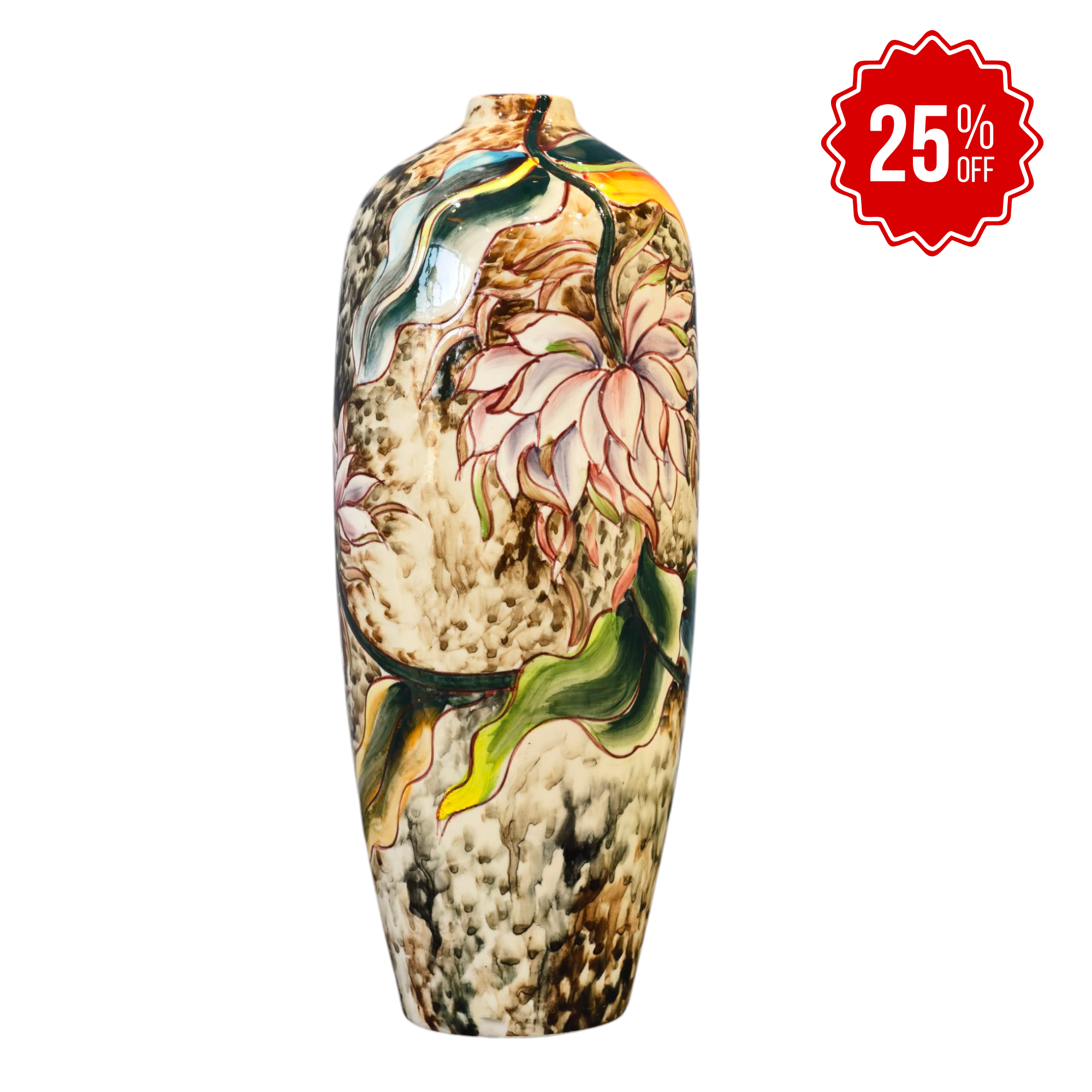 Handmade Mosaic Ceramic Vase – Artisan Design  – 40 cm (15.7 in) – Home Décor – Heritage T&T 3D Collection – Bat Trang Vietnam