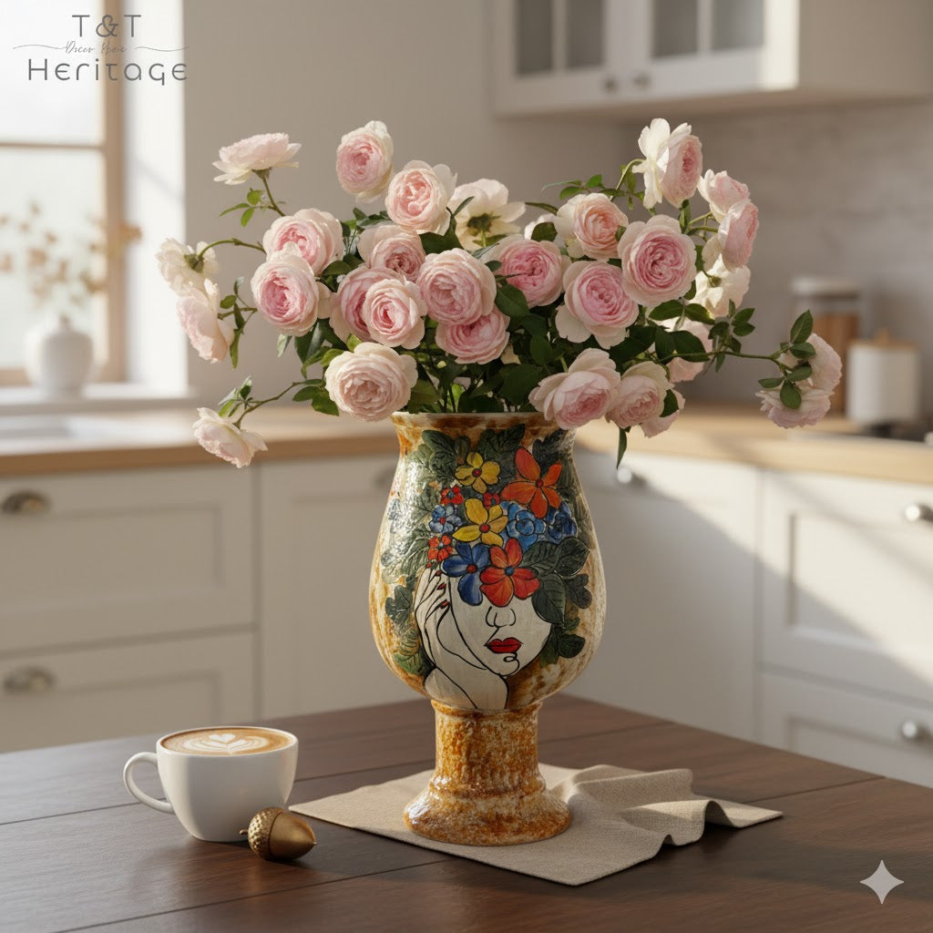 Handmade Mosaic Ceramic Vase – Artisan Design  – 28 cm (11 in) – Home Décor – Heritage T&T 3D Collection – Bat Trang Vietnam