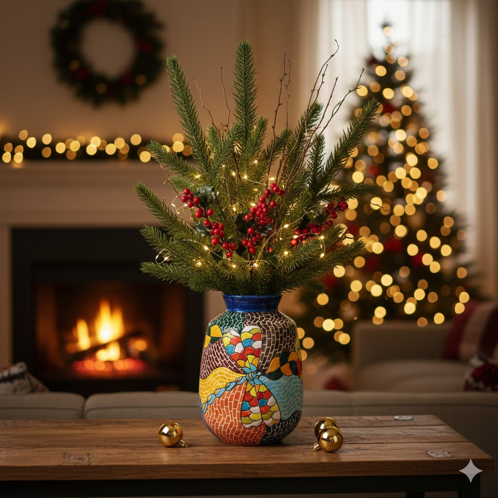 Handmade Mosaic Ceramic Vase – Dragonfly Design  – 22 cm (8.7 in) – Home Décor – Heritage T&T Mosaic Collection – Bat Trang Vietnam