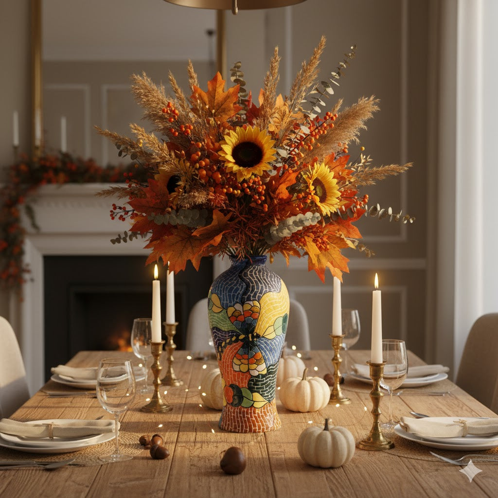 Handmade Mosaic Ceramic Vase – Dragonfly Design  – 31 cm (12.2 in) – Home Décor – Heritage T&T Mosaic Collection – Bat Trang Vietnam