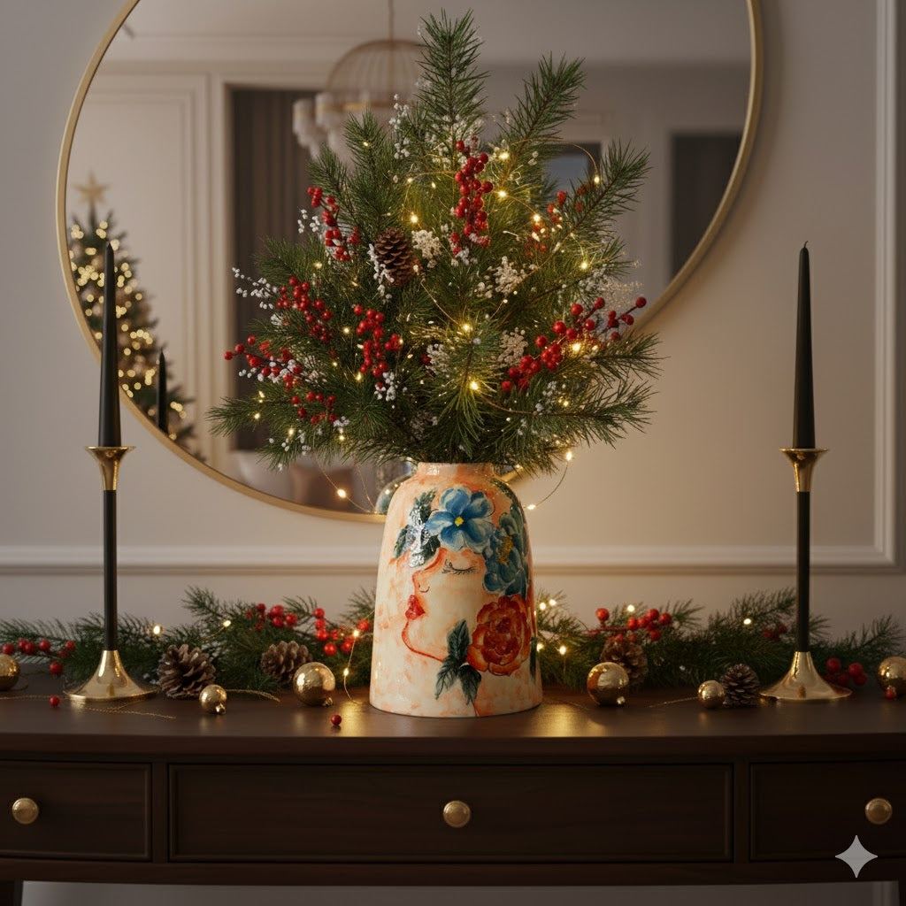 Handmade Mosaic Ceramic Vase – Artisan Design  – 26 cm (10.2 in) – Home Décor – Heritage T&T 3D Collection – Bat Trang Vietnam