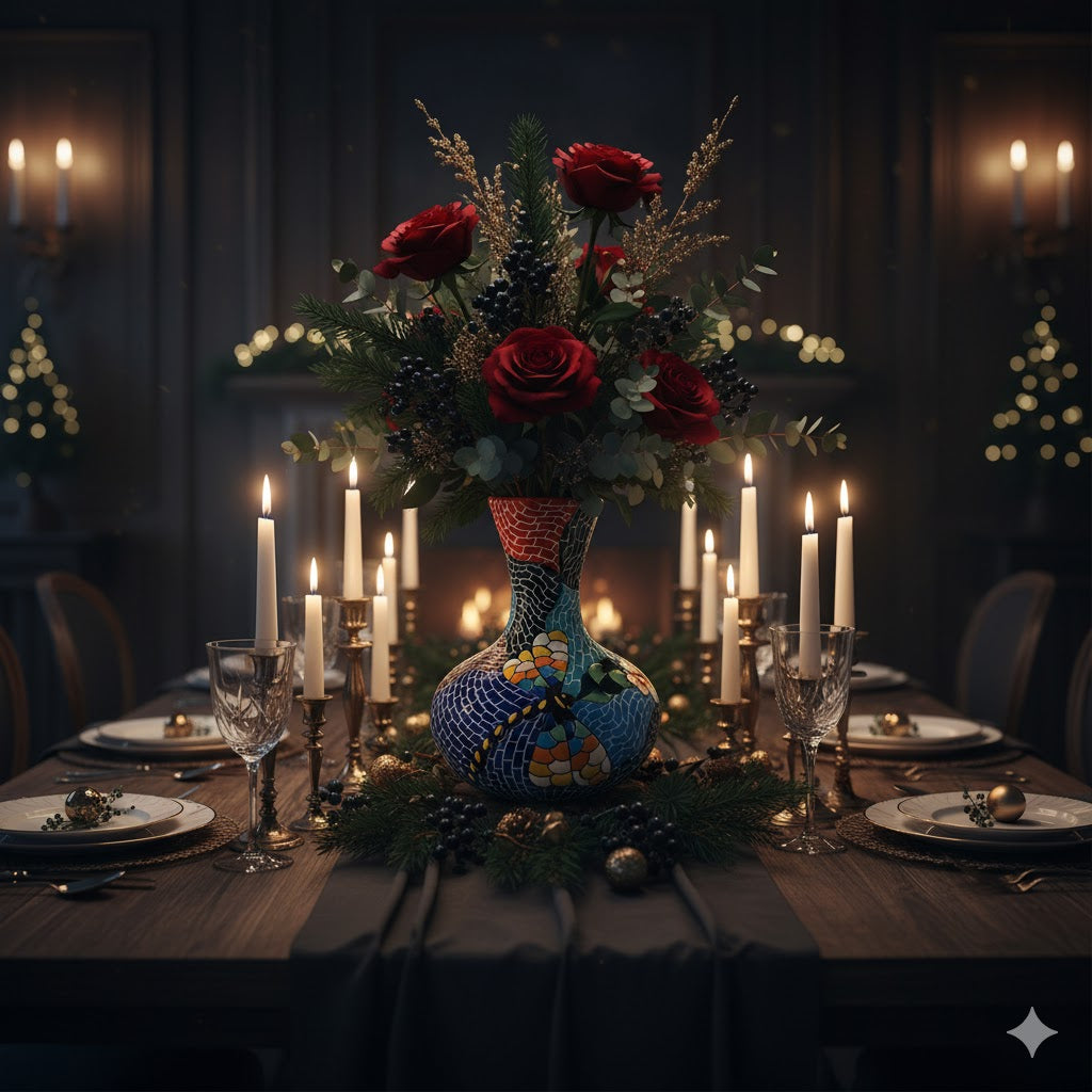 Handmade Mosaic Ceramic Vase – Dragonfly Design  – 18 cm (7.1 in) – Home Décor – Heritage T&T Mosaic Collection – Bat Trang Vietnam