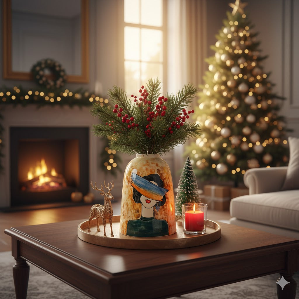 Handmade Mosaic Ceramic Vase – Lady Design  – 26 cm (10.2 in) – Home Décor – Heritage T&T Mosaic Collection – Bat Trang Vietnam