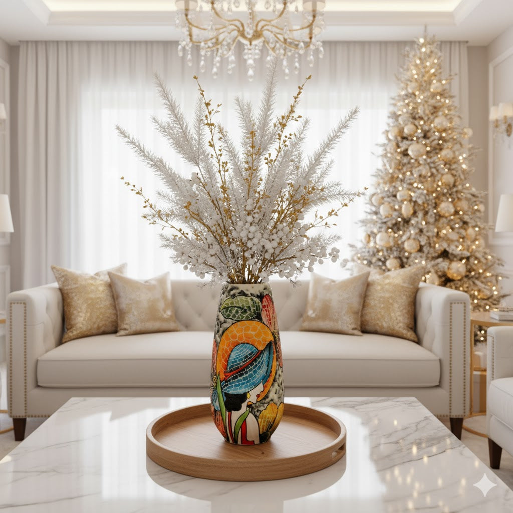 Handmade Mosaic Ceramic Vase – Lady Design  – 29 cm (11.4 in) – Home Décor – Heritage T&T Mosaic Collection – Bat Trang Vietnam