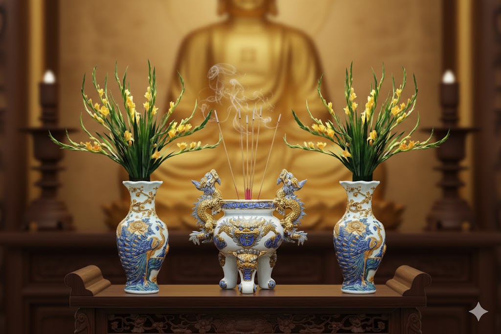 Heritage T&T Tall Peach Prosperity Vase Tâm An Height 56.5 cm (22.2 in) – 1 Pair – Bat Trang Handmade Vietnam