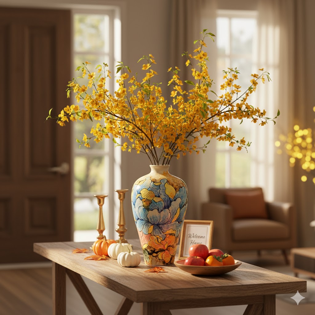 Handmade Mosaic Ceramic Vase – Flower Design  – 40 cm (15.7 in) – Home Décor – Heritage T&T Mosaic Collection – Bat Trang Vietnam