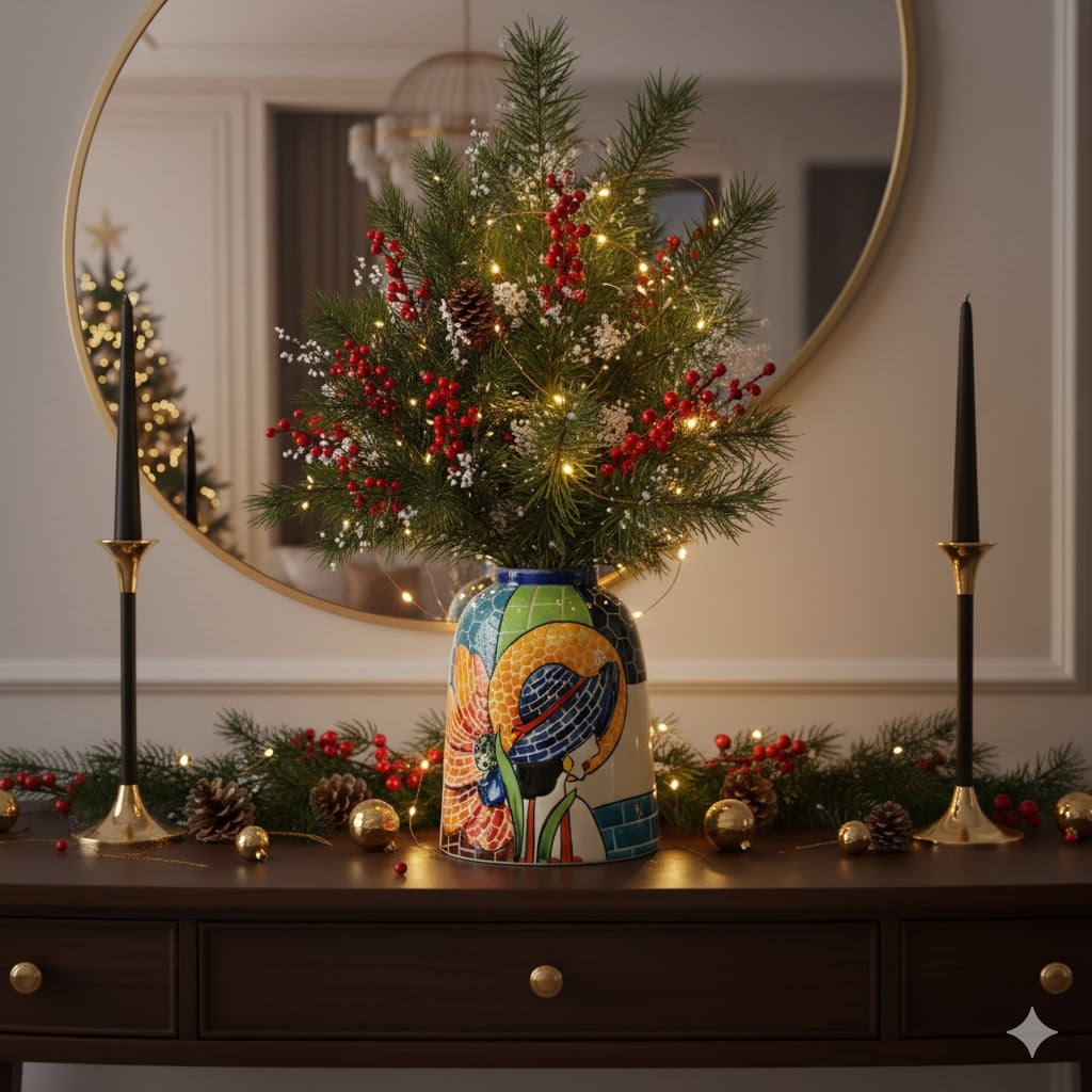 Handmade Mosaic Ceramic Vase – Lady Design  – 20 cm (7.9 in) – Home Décor – Heritage T&T Mosaic Collection – Bat Trang Vietnam