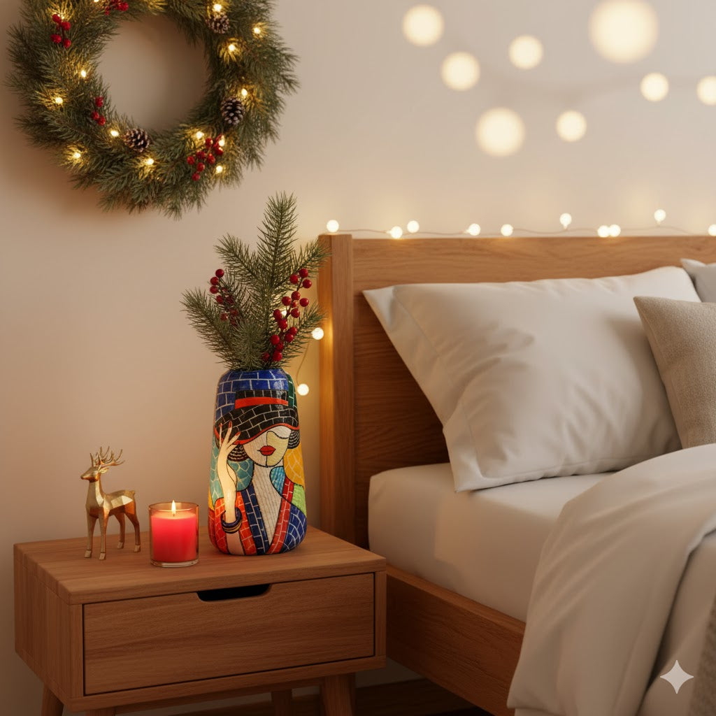 Handmade Mosaic Ceramic Vase – Lady Design  – 26 cm (10.2 in) – Home Décor – Heritage T&T Mosaic Collection – Bat Trang Vietnam